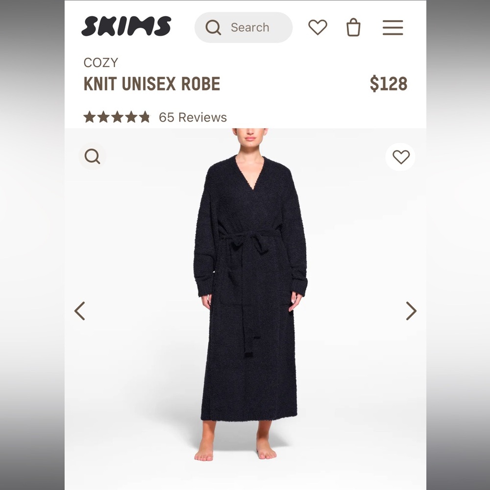 SKIMS Black Cozy Robe - PLUS SIZE
